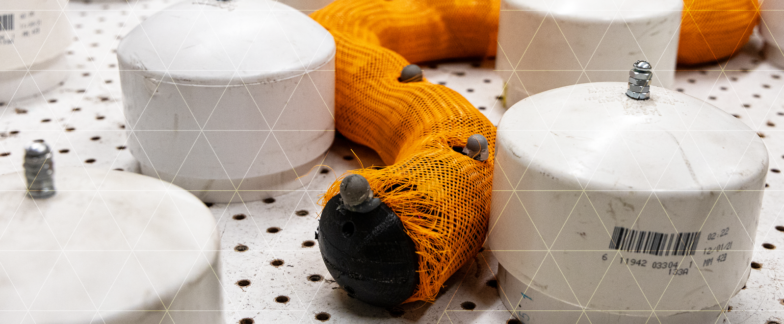 A closeup of a wiggly worm robot in Dan Goldman's lab at Georgia Tech