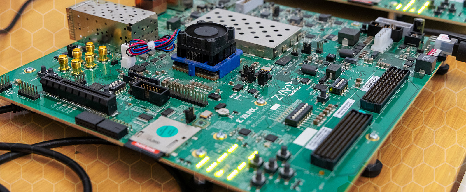 closeup image of chips on a monitor board