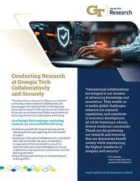 Georgia Tech Research document cover showing a person typing on a laptop with a digital security shield icon on screen.