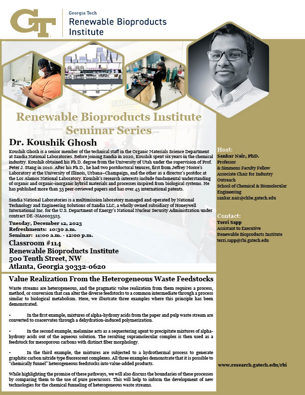 December 2023 RBI Seminar on Value Realization from the heterogenous waste feedstocks.