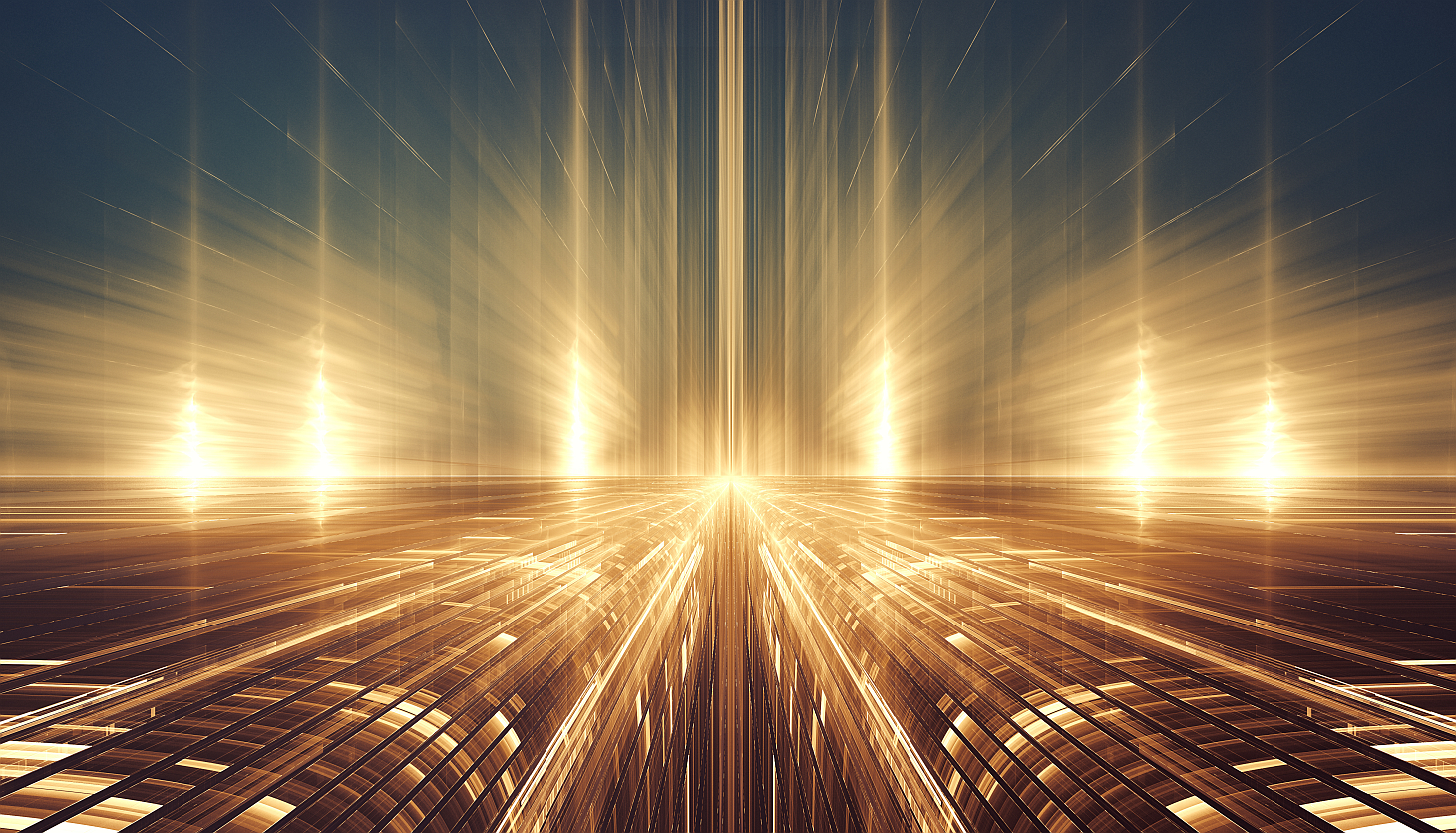 Graphic of gold lines and flares