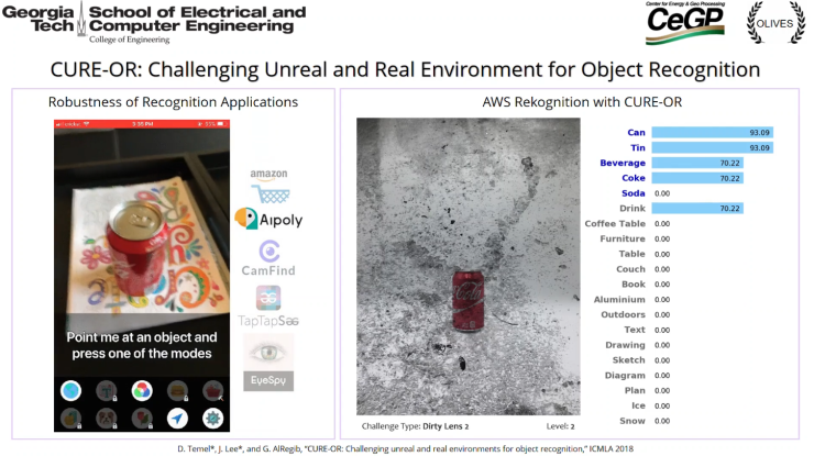 <p>Example of the Challenging Unreal and Real Environment for Object Recognition (CURE-OR) dataset in action.</p>