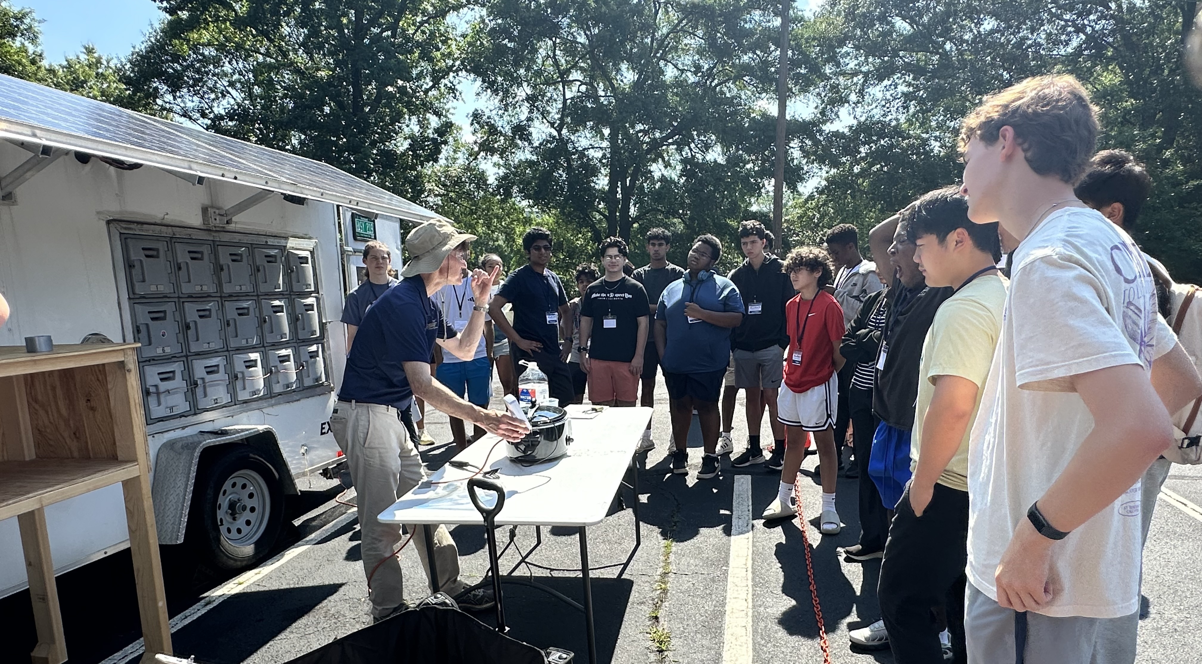 Rich Simmons, teaches energy production and consumption using Footprint Project's Solar Trailor 
