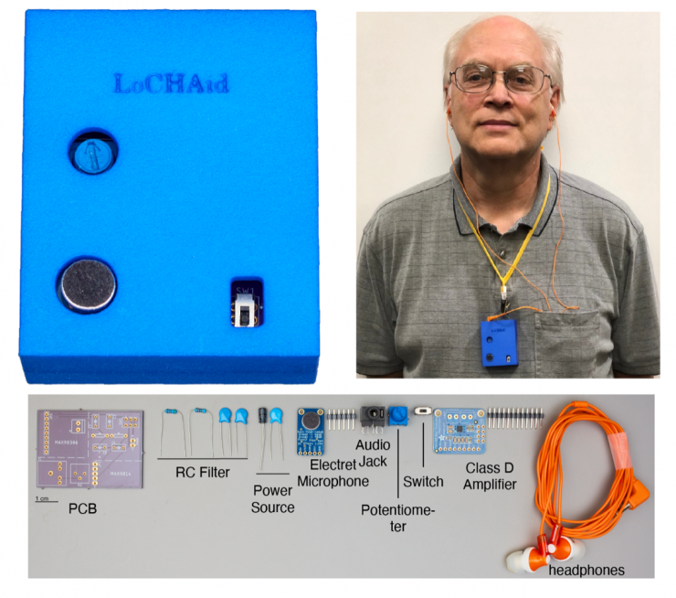 Person wearing LoCHAid, components