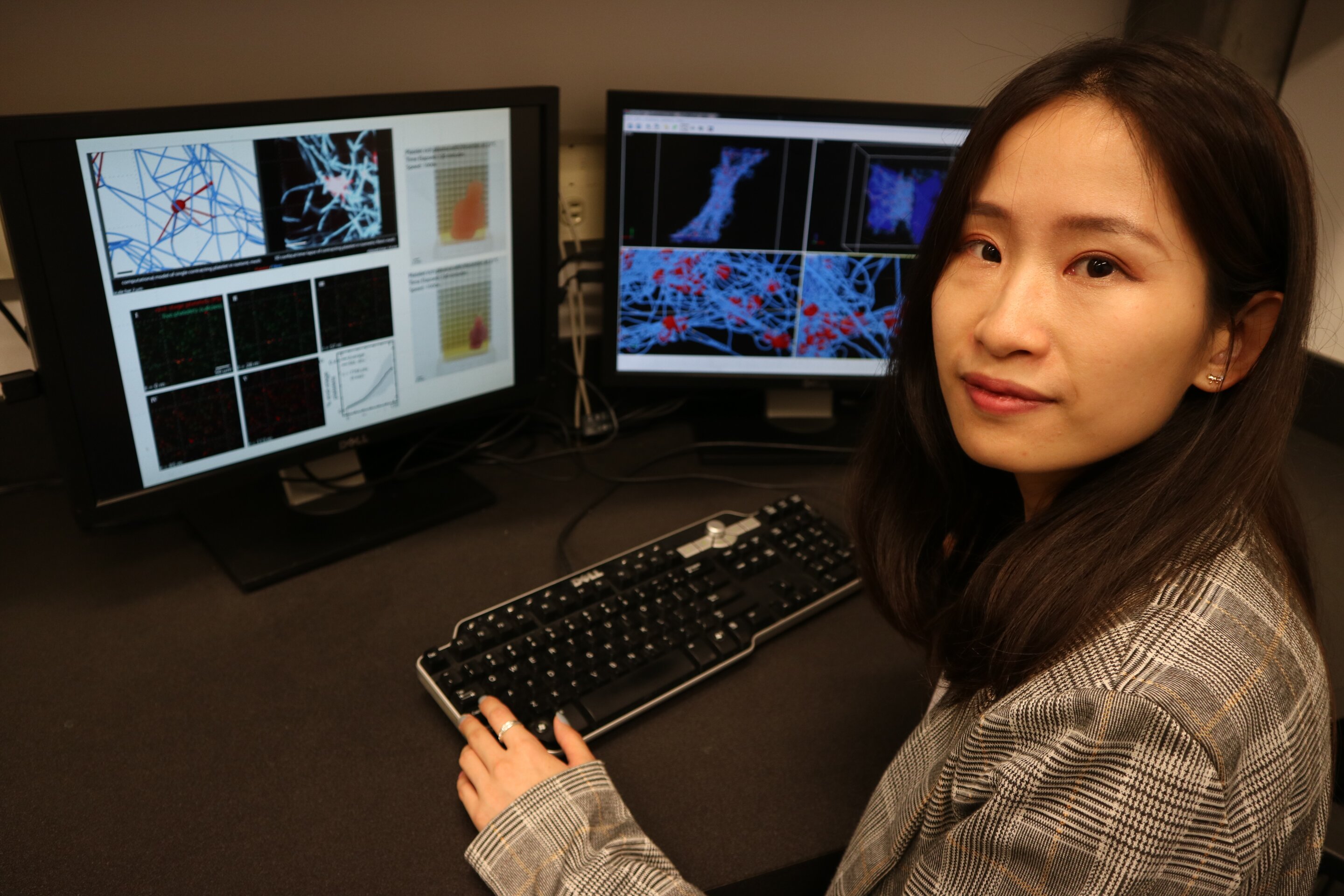student in front of computer