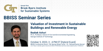 Event poster for BBISS Speaker Series - Baabak Ashuri 10/5/23.
