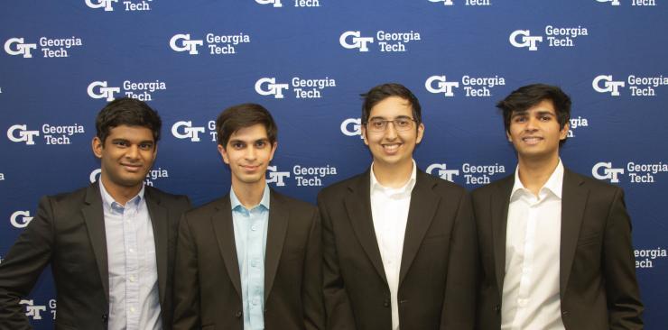 <p><em>Undergraduate team (from left to right): Keval Bollavaram, Sil Savla, Atharv Marathe, and Ram Akella (Ahdil Gill not shown)  </em></p>