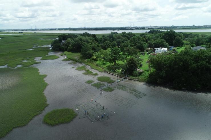 <p>An aerial view of the restoration site in historic Maryville.</p>