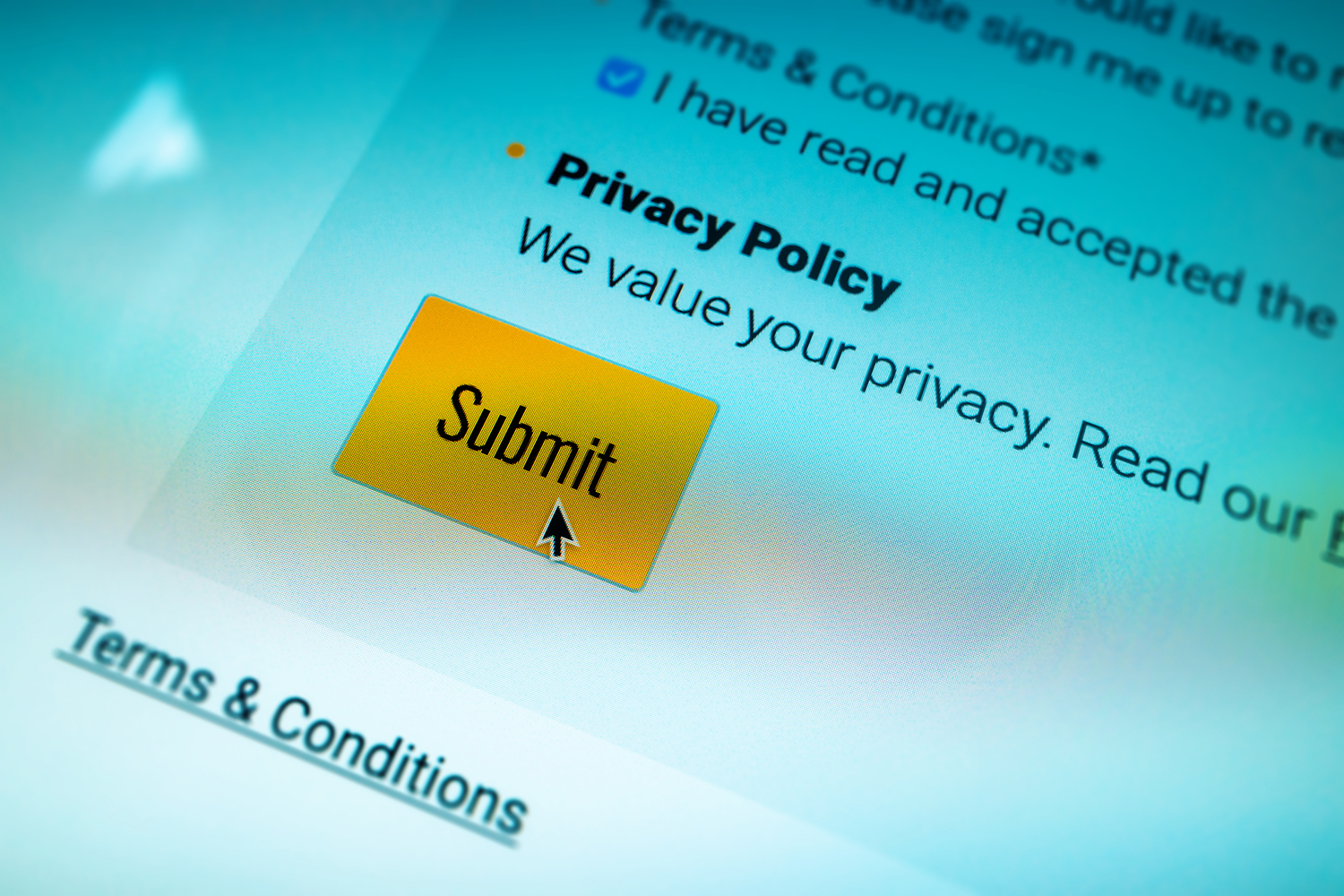A screenshot of a privacy policy acknowledgement