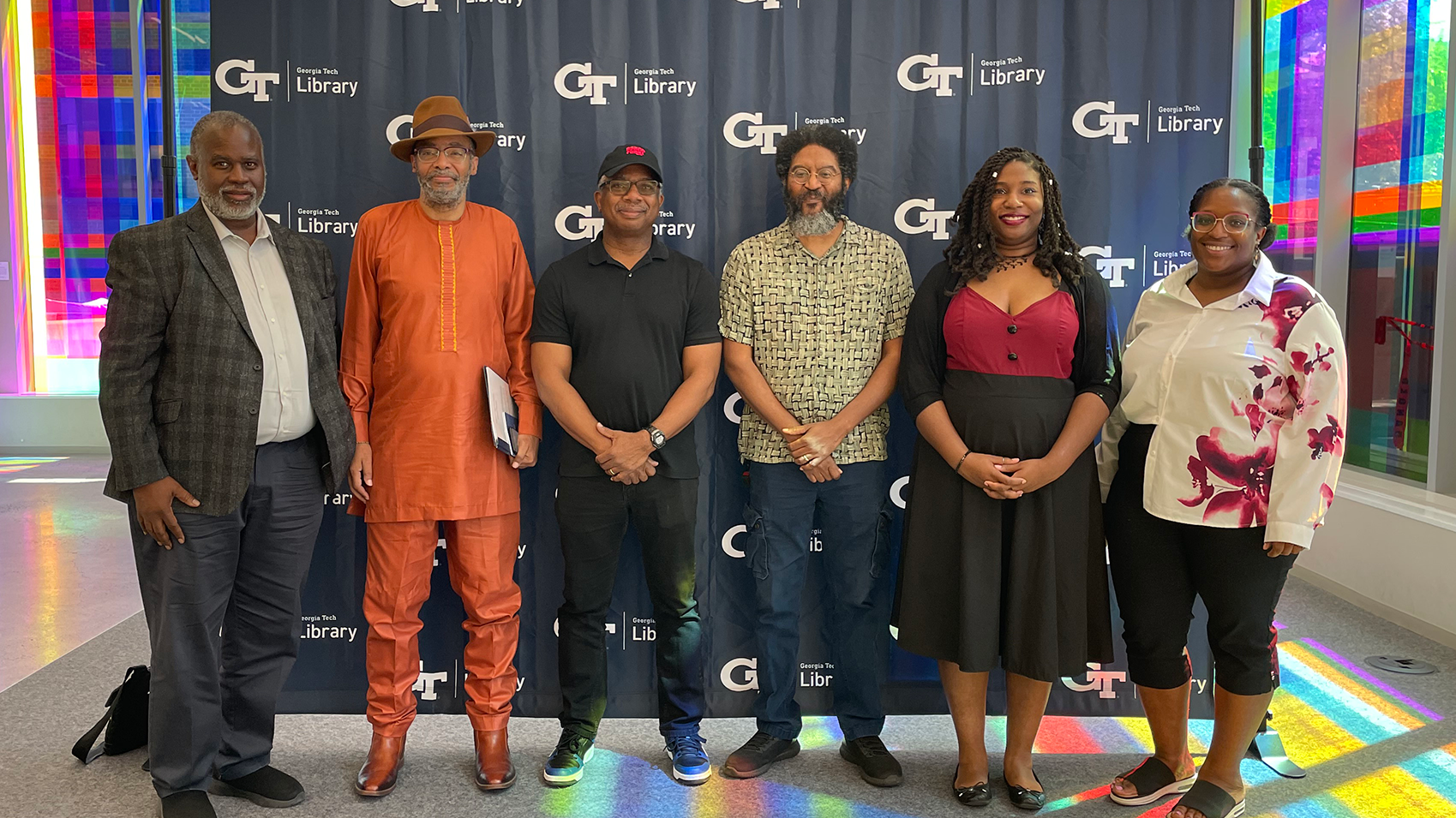 From left to right: Glenn Parris, Balogun Ojetade, Milton J. Davis, Bryant O'Hara, Kyoko M., and Jessica Cage