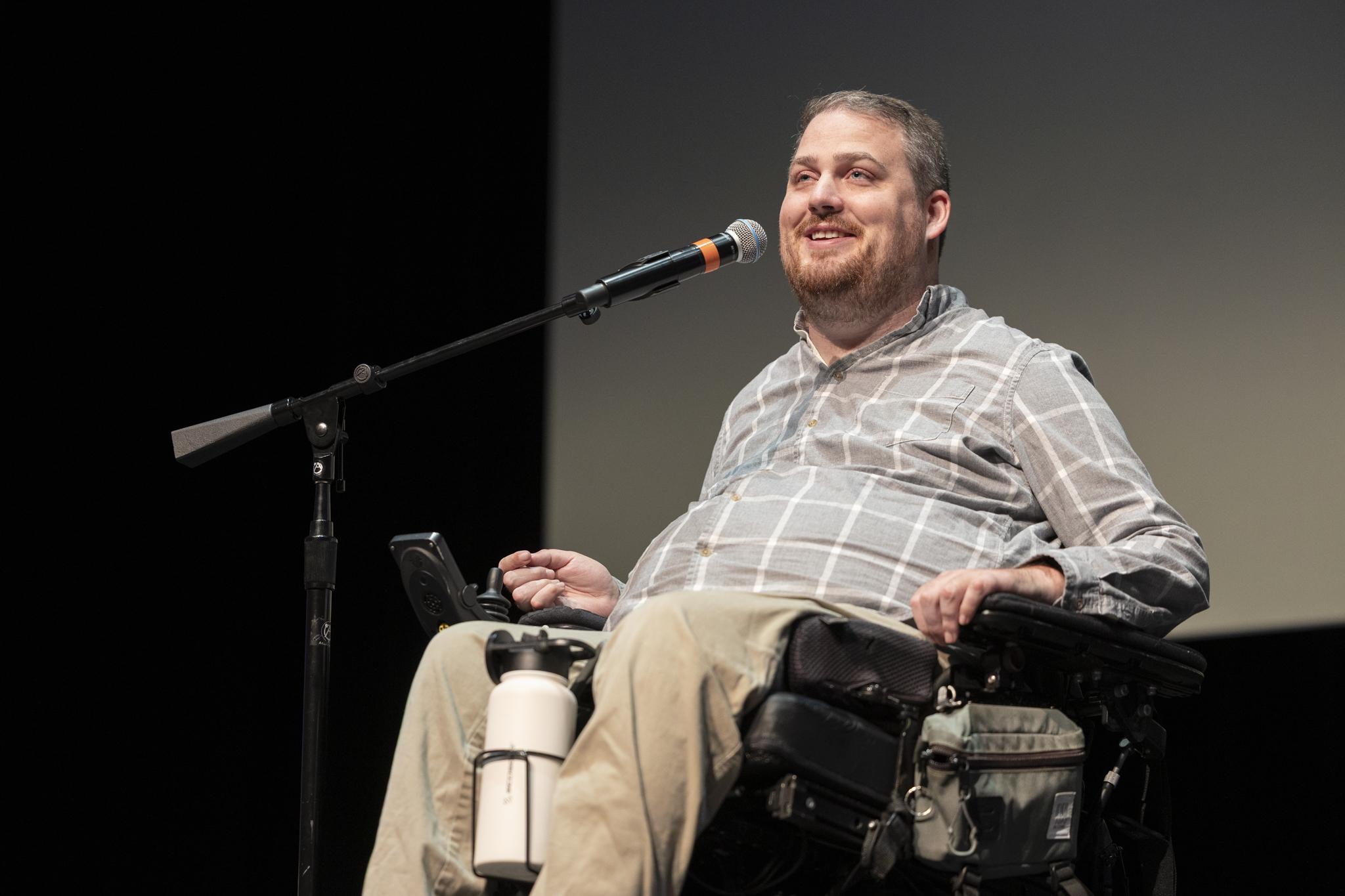 From clinical trial participant to BCI advocate, Ian Burkhart shares his story at “Wired Lives,” organized by Georgia Tech’s Neuro Next Initiative. Photo: Chris McKenney