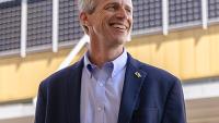 Tim Lieuwen standing outside the CNES Building at Georgia Tech
