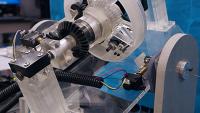 Closeup view of Georgia Tech's newest robotic guidewire device for surgical precision