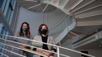 <p>Amanda Peagler (left), a research scientist at CACP with a joint appointment at GTRI, and Sarah Farmer (right), the director of testing and evaluation at CACP and managing director of HomeLab who also has a joint appointment at GTRI, said providing users with clear instructions for conducting at-home Covid-19 tests is paramount for ensuring accurate results (Photo Credit: Sean McNeil, GTRI).</p>