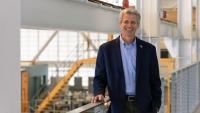 Tim Lieuwen standing above one of the Strategic Energy Institute's (SEI) research areas. 