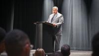 U.S. Secretary of the Navy Carlos Del Toro during his remarks at the John Lewis Student Center.