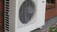 Picture of an outdoor unit of a mini-split residential heat pump. Public domain, via Wikimedia Commons.