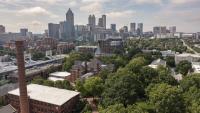 Drone photos of campus and Atlanta skyline