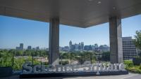 Image of Science Square sign with Atlanta skyline