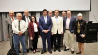 RBI's Carson Meredith, Research Initiative Leads and Faculty, with Andreas Villegas, Keynote Speaker and President of the Georgia Forestry Association