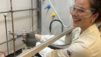 a woman in a lab coat