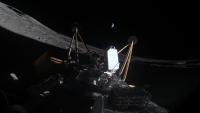 Athena landed on its side with MSOLO glowing. 