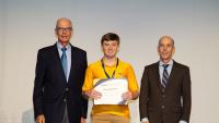 Georgia Tech student Bruce Minix accepts Award of Excellence from the American Association of State & Local History in September 2023.