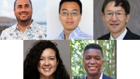 Montage of five portraits, L to R, T to B: Josiah Hester, Peng Chen, Yongsheng Chen, Rosemarie Santa González, and Joe Bozeman.