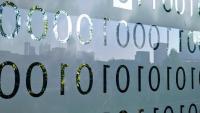 ATL skyline reflected in Binary Bridge