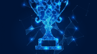 Data points arranged into an award cup.