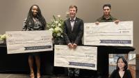 Foley Scholars for 2024-2025: Vanessa Oguamanam, Charles Ramey, and Momin Siddiqui. Jiawei Zhou, bottom right, was unable to attend.