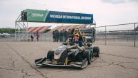 Rich Simmons on a car designed by the GT-Motorsports team at the Michigan International Speedway