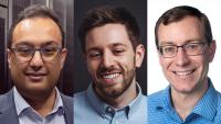 Three portraits, side by side, of Ahmed Saeed, Tony Giarusso, and Daniel Molzahn