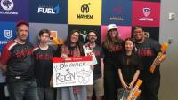 <p>A Georgia Tech VIP class team attending an esports event in Los Angeles in 2019 with Laura Levy (holding the sign). </p>