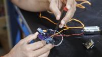 Electronic components being assembled