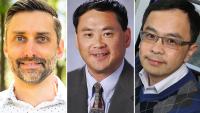 Pictured left to right: Matthew McDowell, Min Zhou, and Ting Zhu.