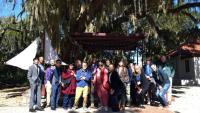 Participants outside of the Frissell Community House at the Penn Center on November 21, 2024