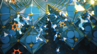A colorful graphic illustration on the cover of Advanced Materials