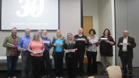 <p>Pictured left-right: <strong>Clint Zeagler, Russ Clark, Laurie Baird, Keith Edwards, Matt Sanders, Melody Moore Jackson, Carrie Bruce, Dick Henneman, Neha Kumar, Heather Pritchett, and Ashok Goel</strong></p>