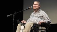 From clinical trial participant to BCI advocate, Ian Burkhart shares his story at “Wired Lives,” organized by Georgia Tech’s Neuro Next Initiative. Photo: Chris McKenney