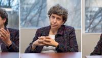 <p>Anne Clark in a conference room at GTRI. Photos by Christopher Moore.</p>
