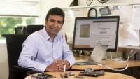 <p>The research of Assistant Professor Tushar Krishna focuses on building hardware platforms to run AI applications efficiently. (Photo: Allison Carter, Georgia Tech)</p>