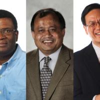 <p>From left: Adegboyega "Yomi" Oyelere, Madhavan Swaminathan, Zhong Lin Wang.</p>