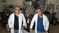 Researchers Michael Farrell (left) and Brian Hammer are working on a potential new way to boost the effectiveness of influenza vaccines. (Credit: Sean McNeil)