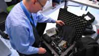 This travel case holds a toolkit containing equipment for inspecting nuclear facilities