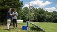 Researchers set up a lightning mapping array unit at a location near Atlanta